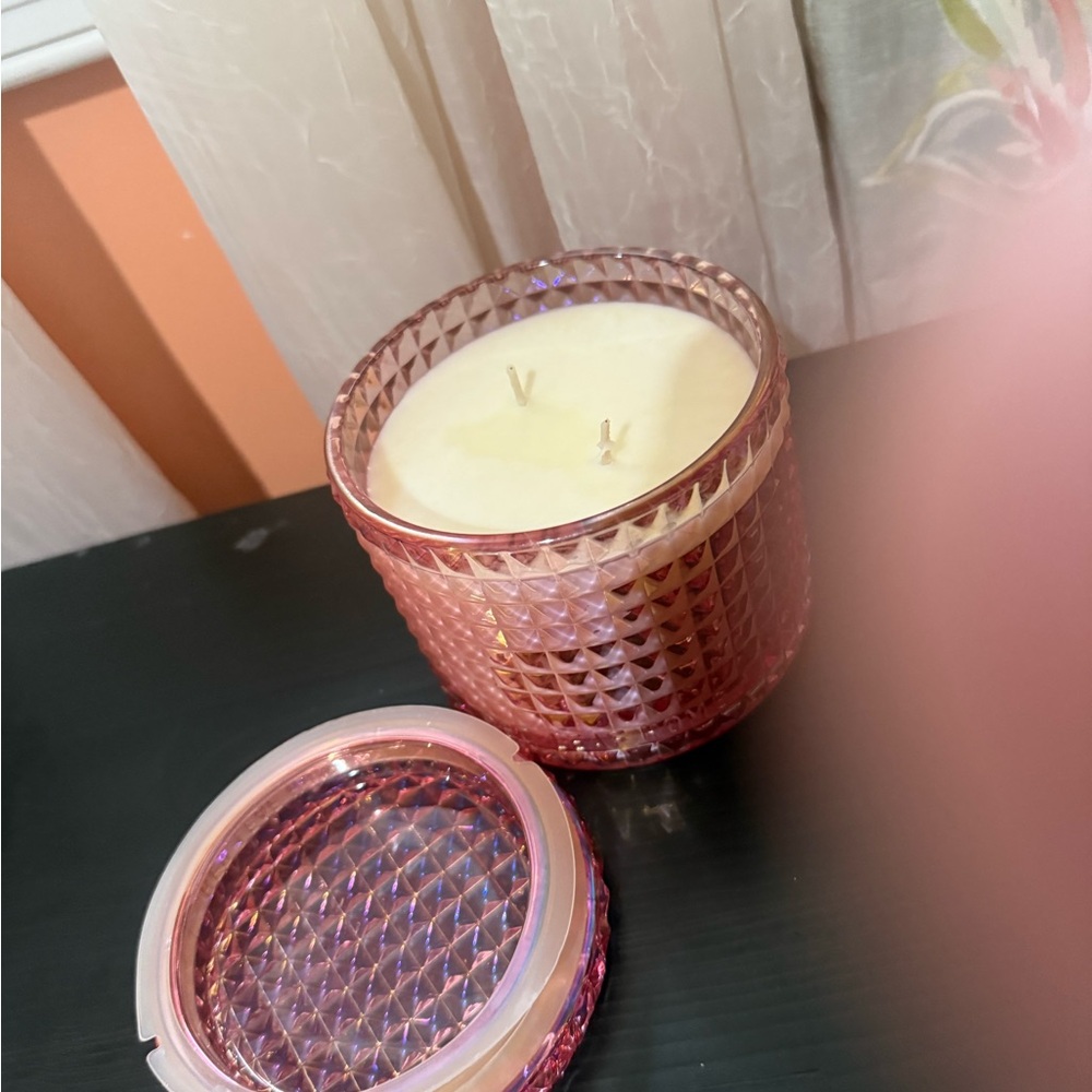 Red Leaf Home Pink Glass Candle Poured in Thailand - Picture 3 of 7